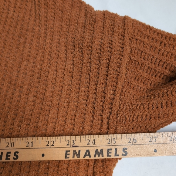 American Eagle Orange Open Front Chunky Long Chenille Cardigan, Size M - Picture 5 of 6